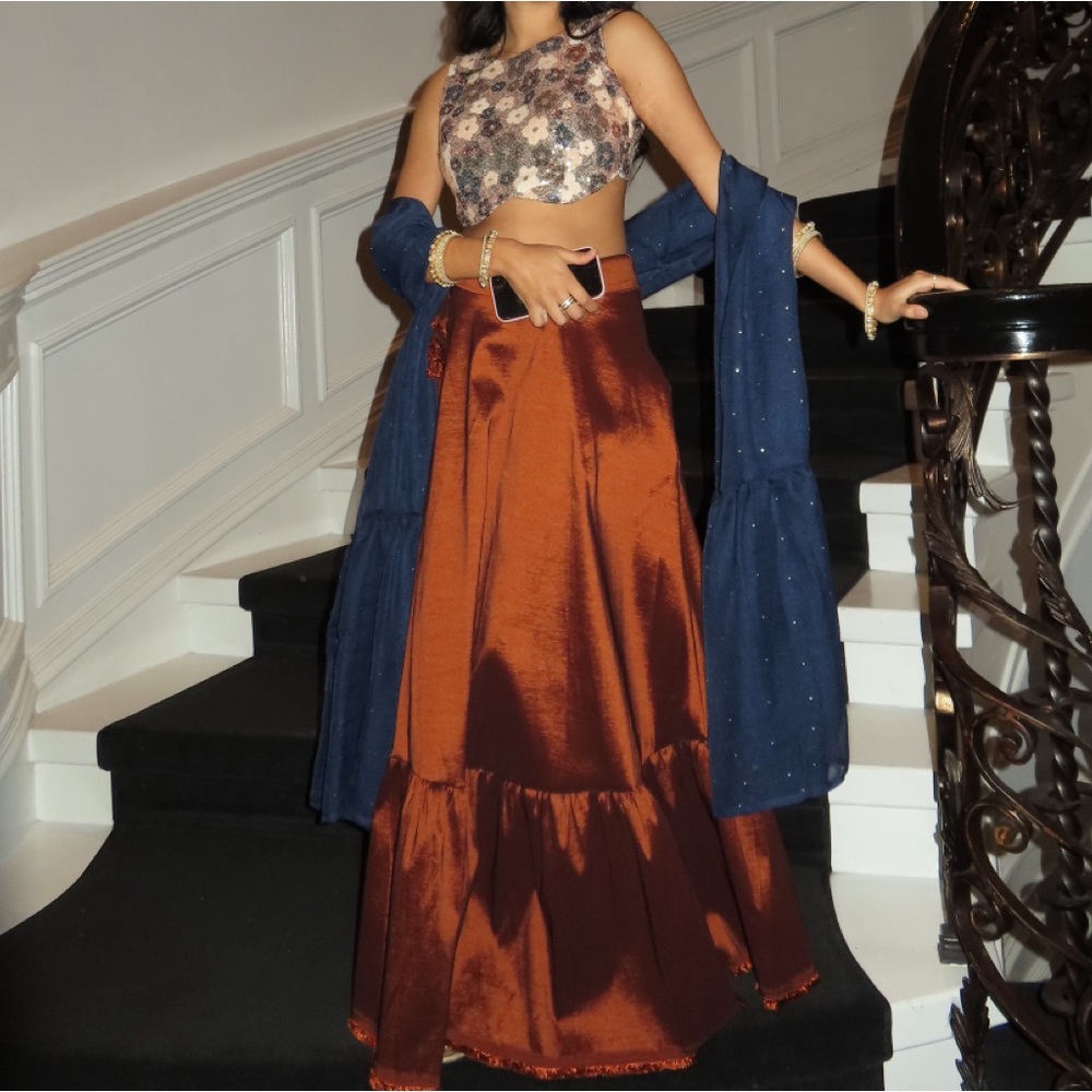 Ruffle Sequin Lehenga Outfit for Indian Wedding